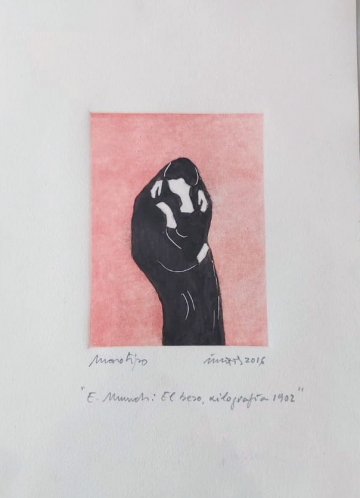Monotipo1: El beso de Munch - 2016 - Plancha 16x12cm - Papel 250gr. Canson Guarro - VENDIDO